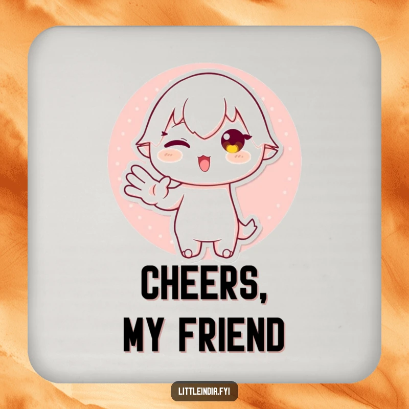 Funny Drink Coaster featuring a playful character's graceful hand gesture, providing surface protection with a witty and stylish design element.