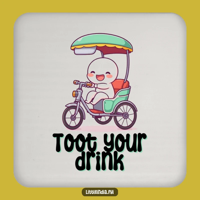 Funny Rickshaw Tooting Coaster: Protect Surfaces with Cheerful Honks