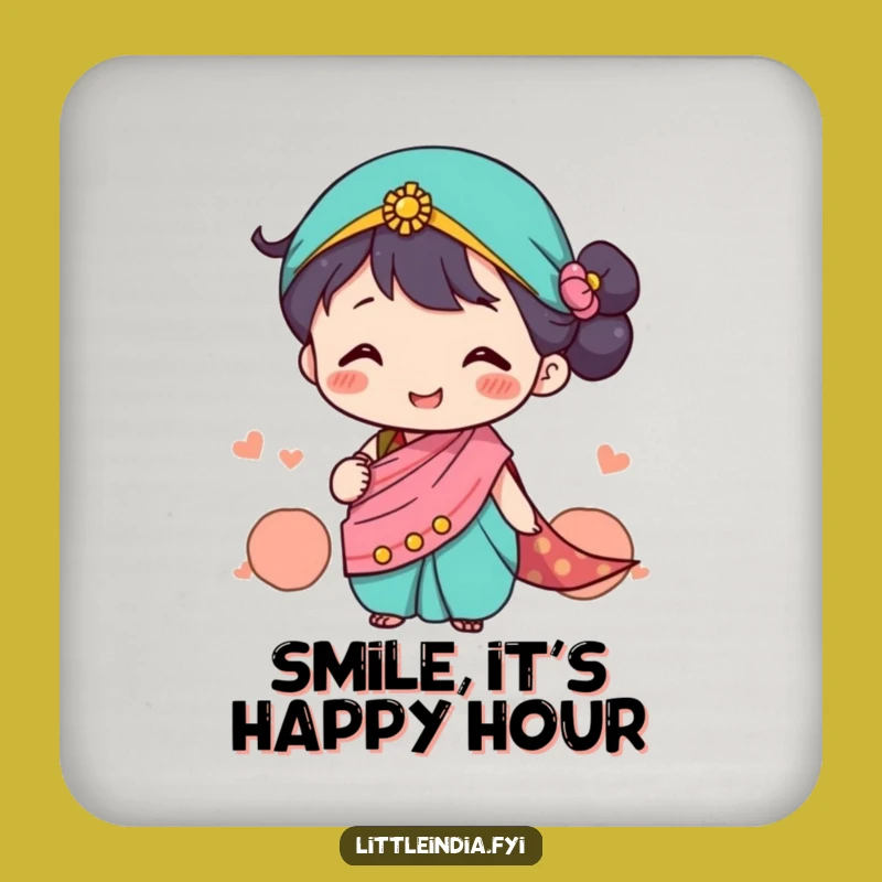Funny Sari Character Coasters: Smiling Protection, Cute Funny Gift Set!