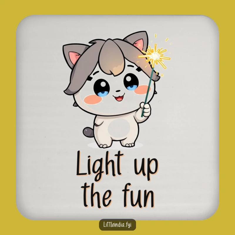 Funny Sparkler Celebration Coaster - Happy Character Decor, Protect Surfaces, Funny Gift