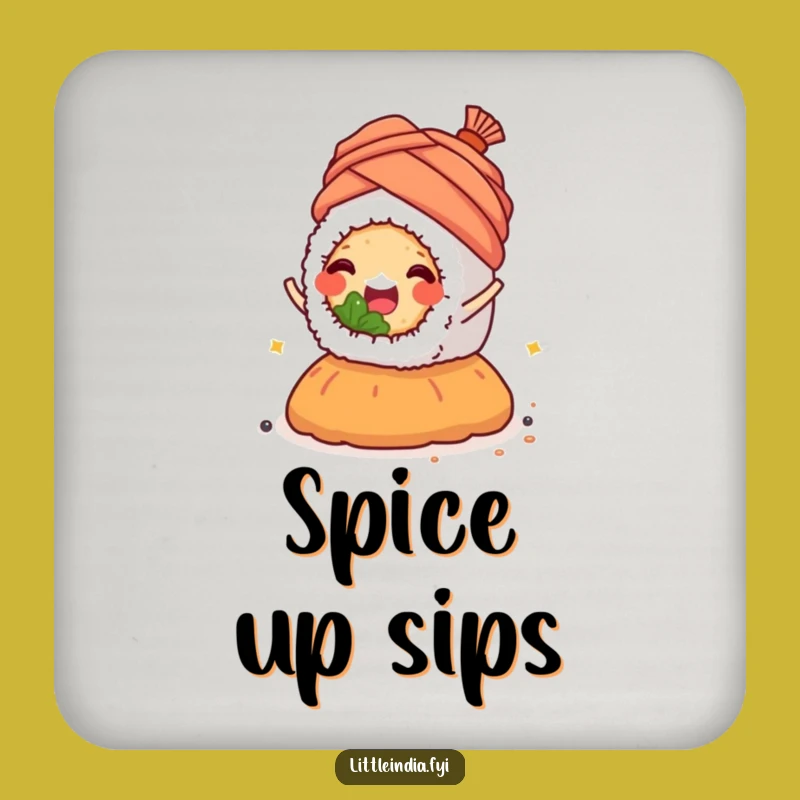 Funny Sushi Spice Coaster: Turban Ride Drink Protector Gift