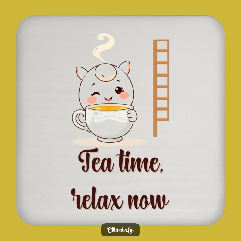 Funny Tea Coaster: Smiling Character Drink Protection - Cozy & Humorous