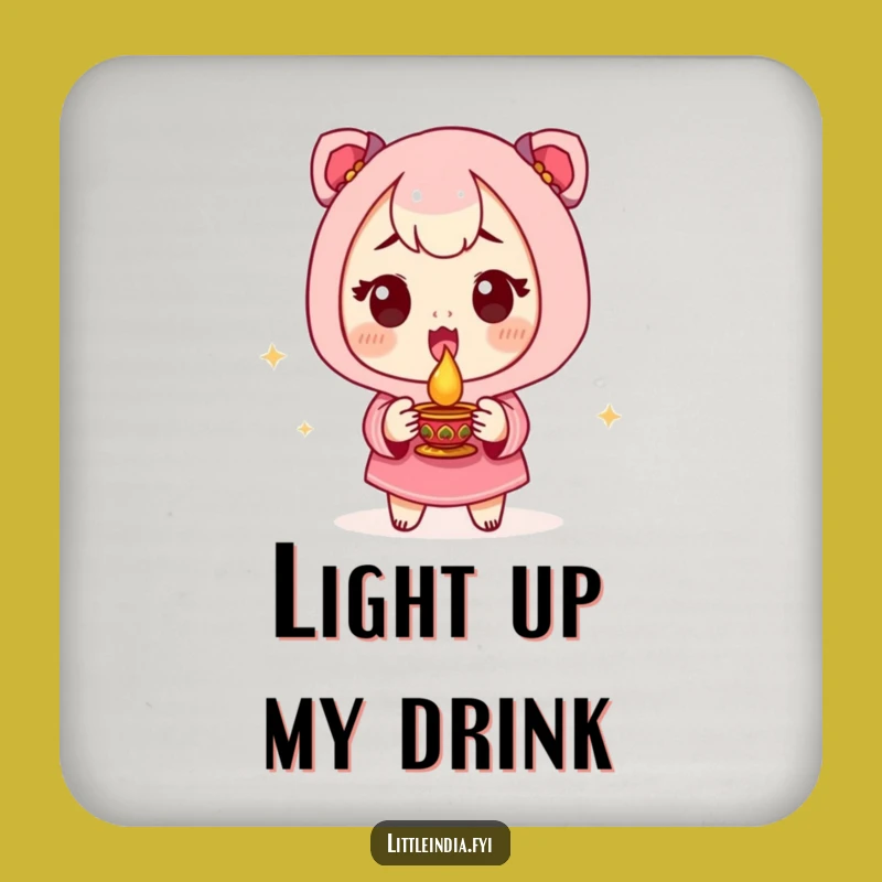 Funny Excited Diya Coaster: Hilarious Protection for Your Festive Drinks