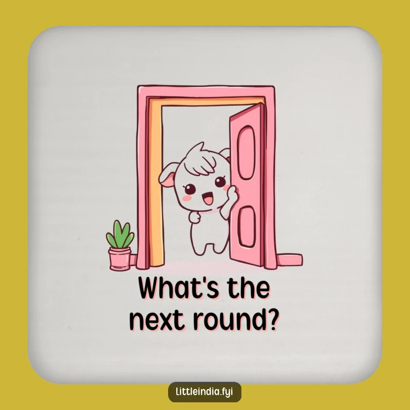 Funny Drink Coaster: Curious Peek by Exciting Character for Vibrant Tables