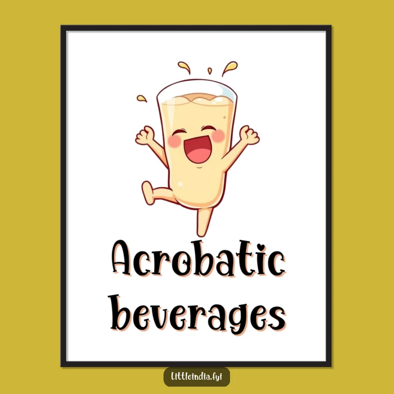 Funny Teh Tarik Poster: Vibrant Laughing Glass Somersault Wall Art - Unique Funny Gift!