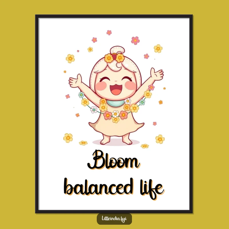 Funny Juggling Flower Garlands Poster, Vibrant Art for Happy Homes