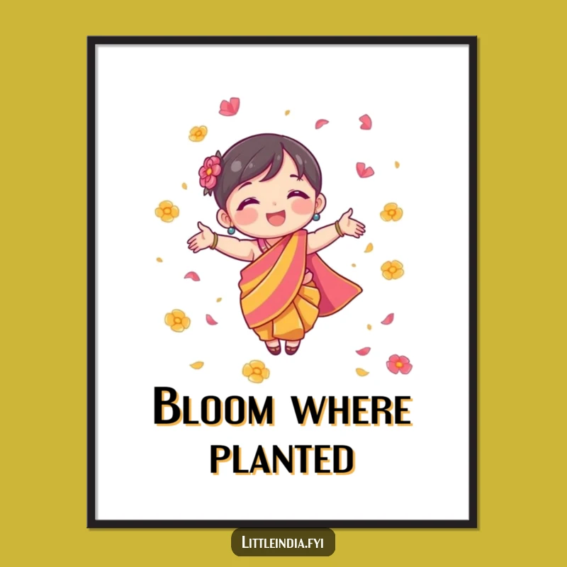 Funny Joyful Sari Poster - Humorous Festival Art for Vibrant Spaces