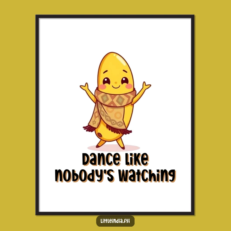 Funny Dancing Banana Poster: Lively Fruit Art for a Cheerful Vibe
