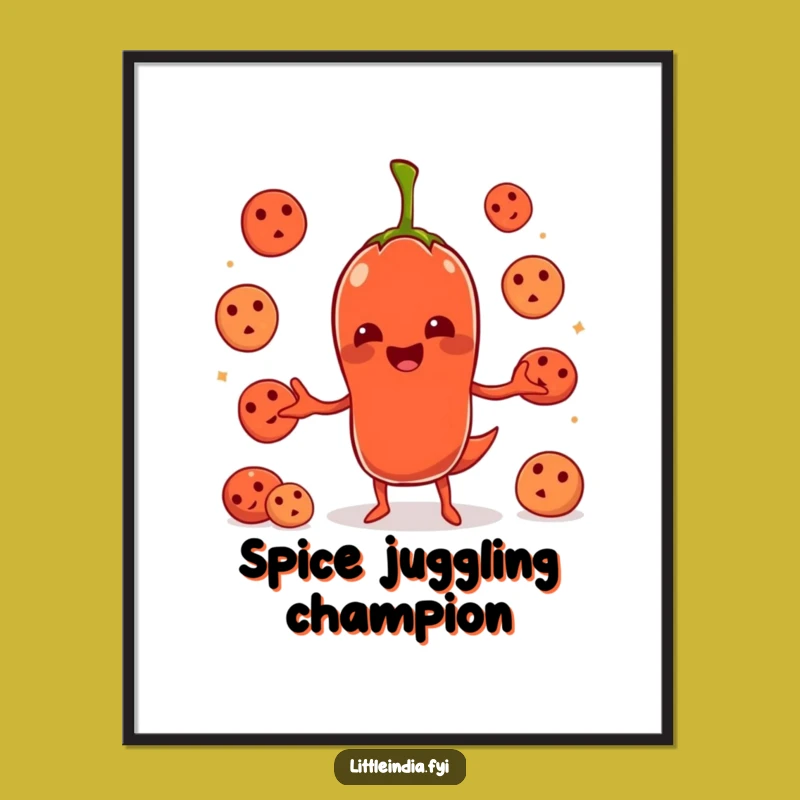 Funny Chili Pepper Juggling Idlis Poster - Wall Art for Laugh Lovers!
