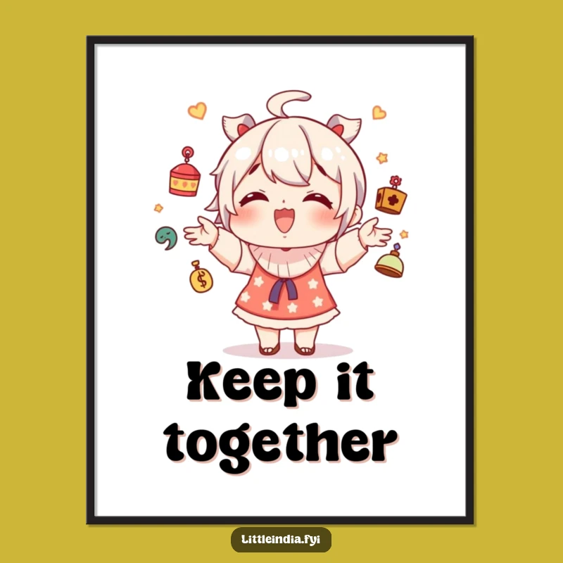 Funny Giggling Character Juggling Poster - Whimsical Wall Art