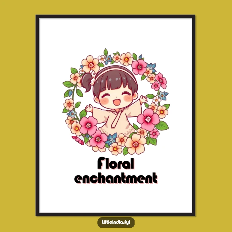 Funny Joyful Character Flower Garland Poster: Decorate with Blooming Humor!
