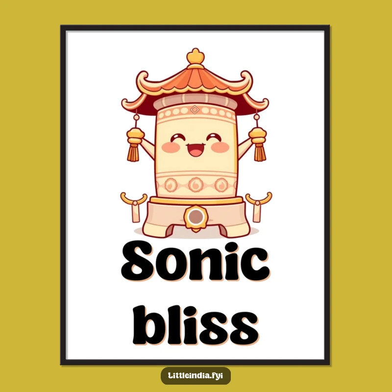 Funny Temple Bell Ringing Poster: Decorate with Joyful Sound Art