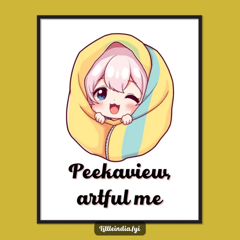 Funny Giggling Poster: Vibrant Character Peek Art - Hilarious Wall Decor & Gift
