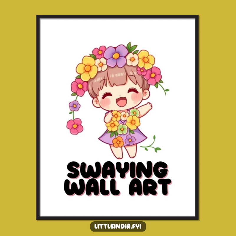 Funny Flower Garland Character Poster - Bring Nature's Joy to Your Walls!