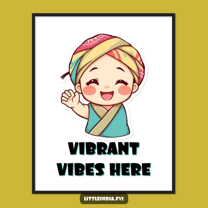Funny Headwrap Poster: Joyful Waving Art, Perfect Funny Gift!