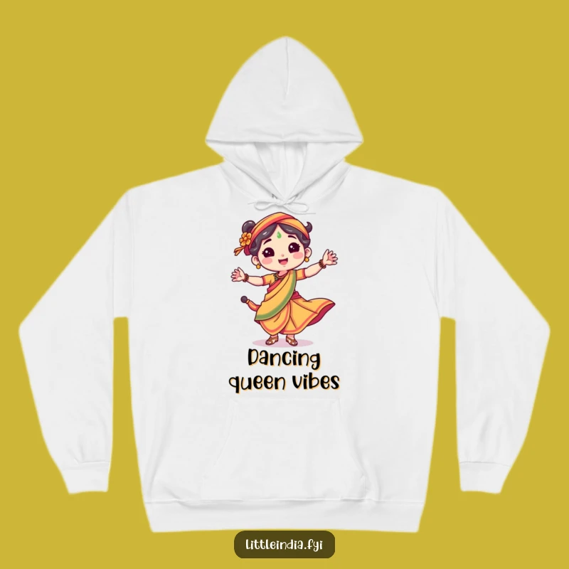 Funny Dancing Sari Character Hoodie, Cozy and Joyful Winter Wear