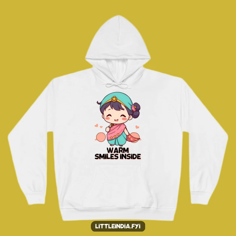 Funny Sari Character Hoodie: Cozy Smiles, Cultural Warmth, Great Funny Gift!