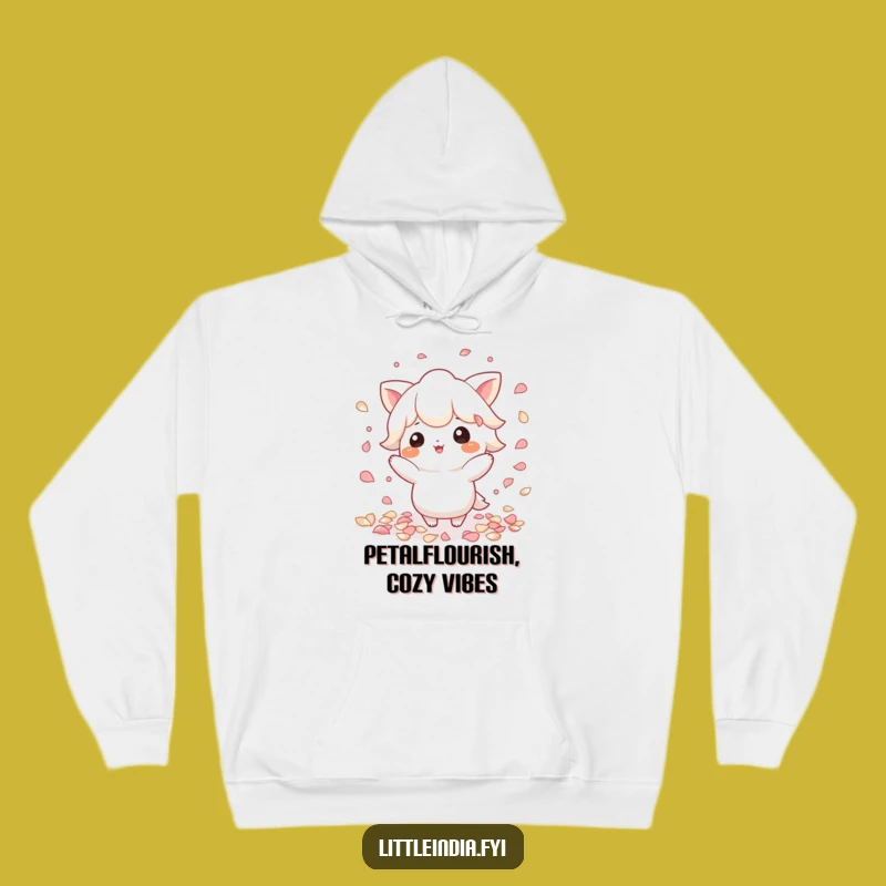 Funny Whimsy Hoodie: Petal Scatter Character Design - Cozy & Charming Gift
