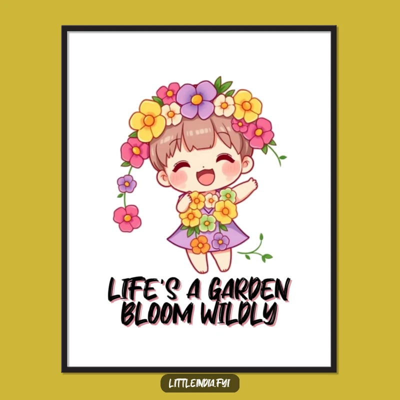 Charming Free Printable Wall Art: Flower Garland Sway Character Downloadable Decor