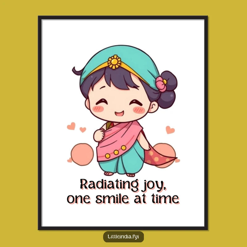 Free Printable Wall Art: Cute Sari Character Smiling Art