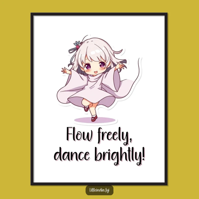 Free Printable Wall Art: Dancing Character, Flowing Fabric, Fun Downloadable Decor