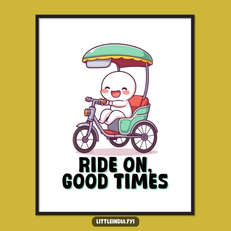 Free Printable Wall Art: Giggling Rickshaw Character, Funny Downloadable Art for Whimsical Spaces