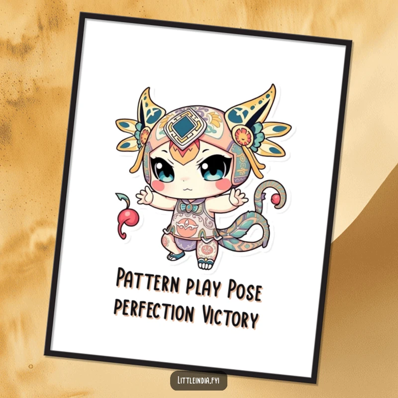 Funny Free Printable Wall Art: A character covered in elaborate patterns, striking a bold, artistic pose, ready to impress.