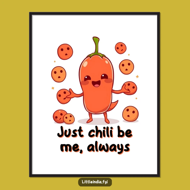 Funny Free Printable Chili Pepper Art: Juggling Idlis Downloadable Poster