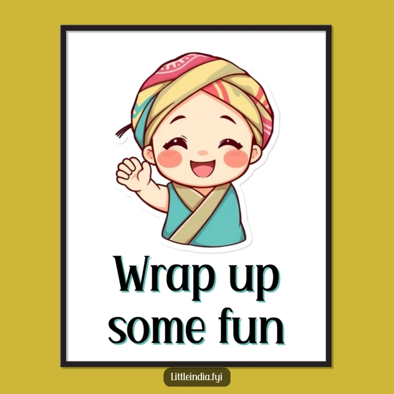 Funny Free Printable Wall Art: Cheerful Headwrap Wave, Vibrant Downloadable Decor