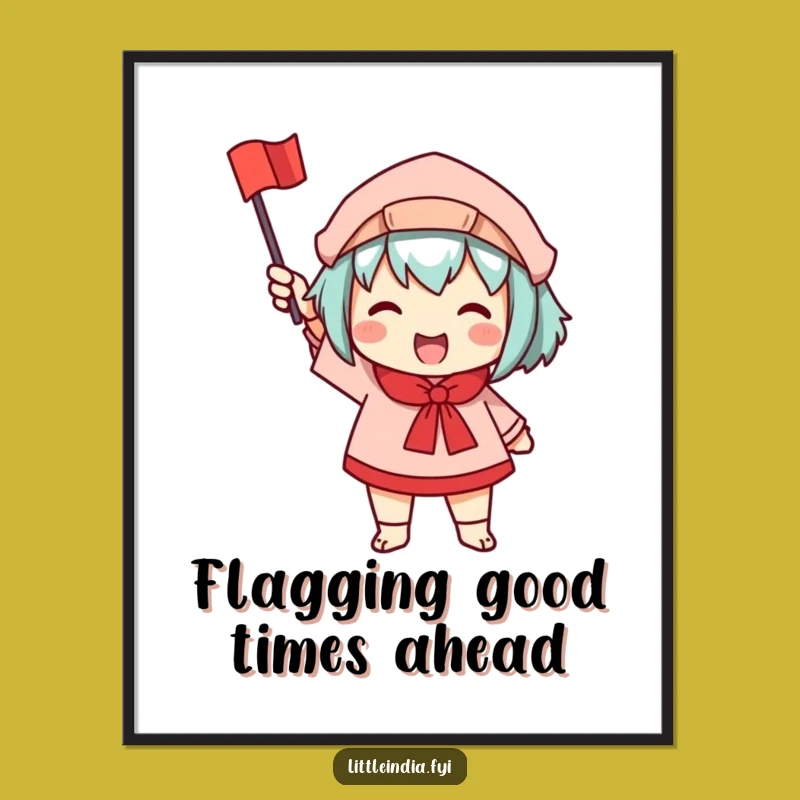 Funny Free Printable Wall Art: Enthusiastic Waving Flag Character, Cheerful Downloadable Decor!