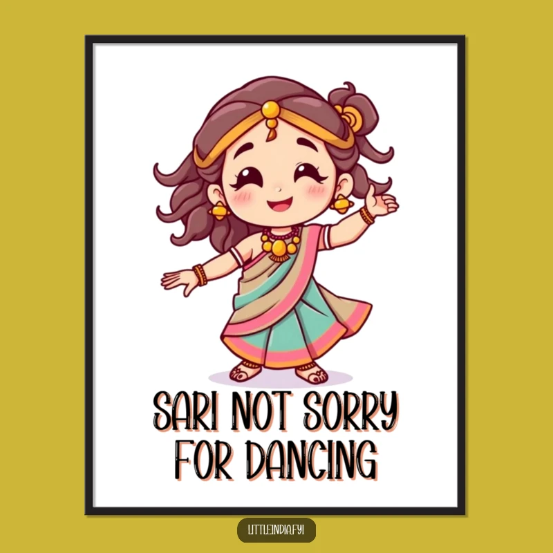 Funny Free Printable Wall Art: Joyful Sari Dancer, Downloadable Decor for Vibrant Spaces