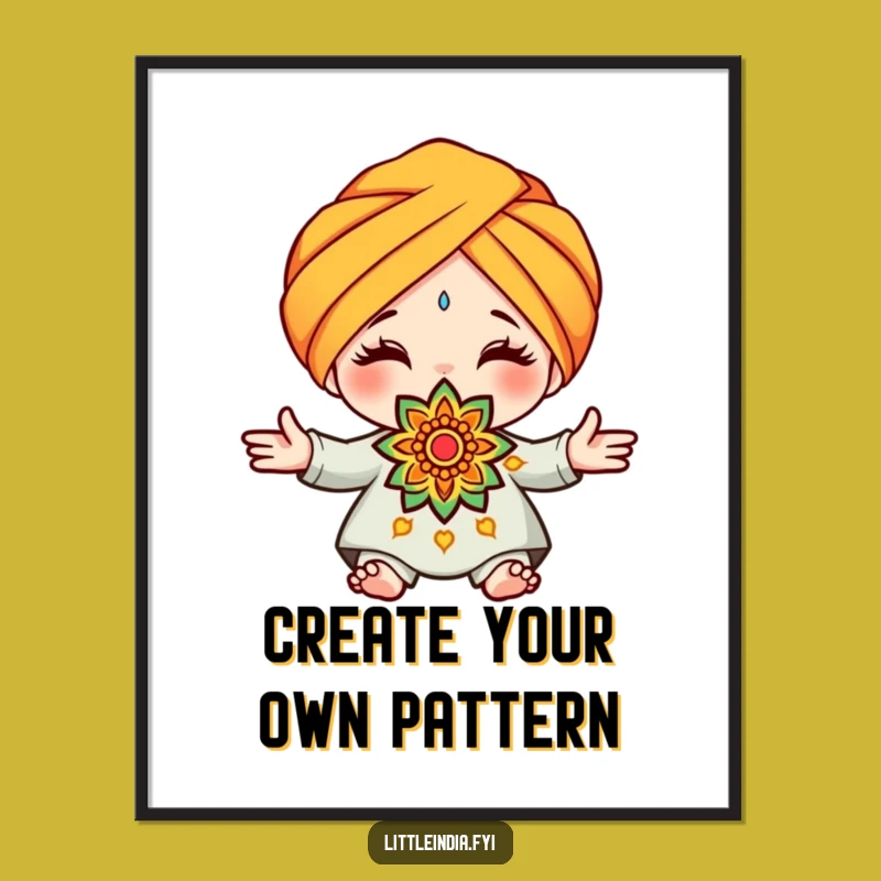 Funny Free Printable Wall Art: Turban Character, Rangoli Art, Ethnic & Quirky Downloadable Decor