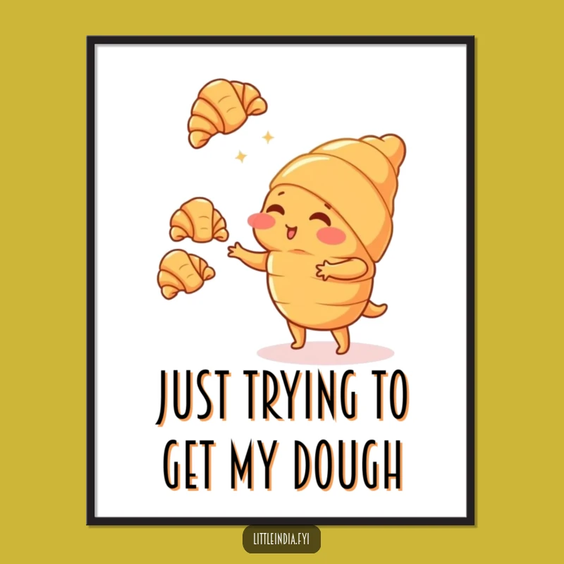 Funny Free Printable Croissant Art: Juggling Pastries Downloadable Poster