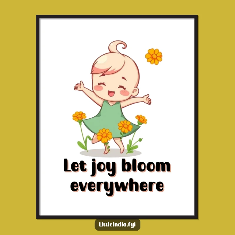 Free Printable Wall Art: Dancing Flower Character, Funny Downloadable Art