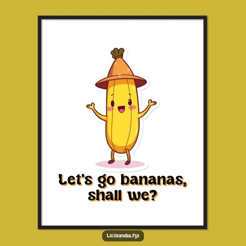 Funny Free Printable Wall Art: Cheerful Banana Hat Jig Downloadable Art