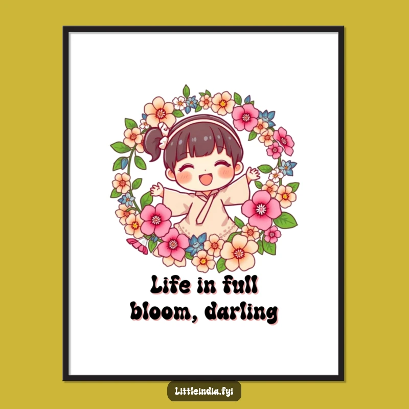 Free Printable Funny Wall Art: Joyful Flower Spinner, Blooming Downloadable Decor