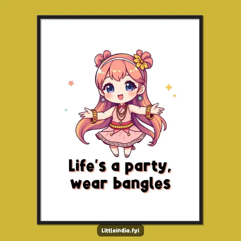 Funny Free Printable Wall Art: Twirling Bangles Character, Hilarious Downloadable Decor