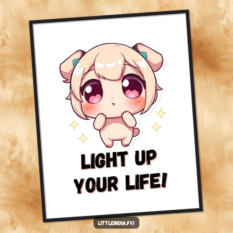 Funny Free Printable Wall Art: Character with wide eyes, marveling at bright, sparkling lights, whimsical downloadable art for any room.