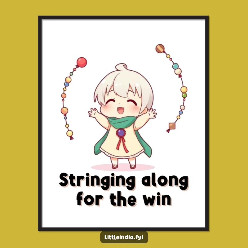 Funny Free Printable Wall Art: Comical Juggling Beads Character, Quirky Downloadable Decor!