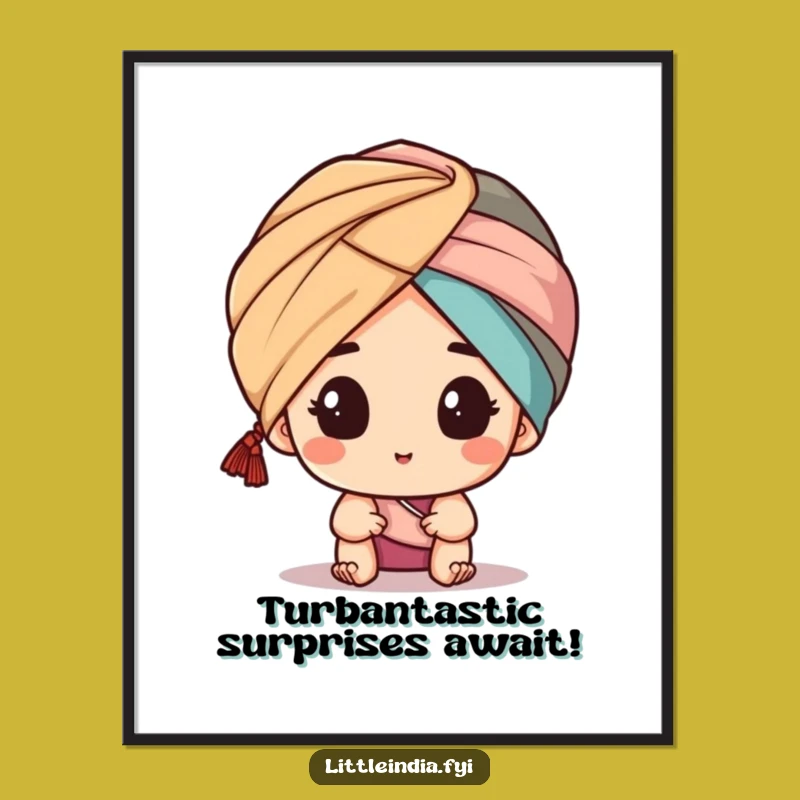 Funny Free Printable Wall Art: Mysterious Turban Character Peeking Design
