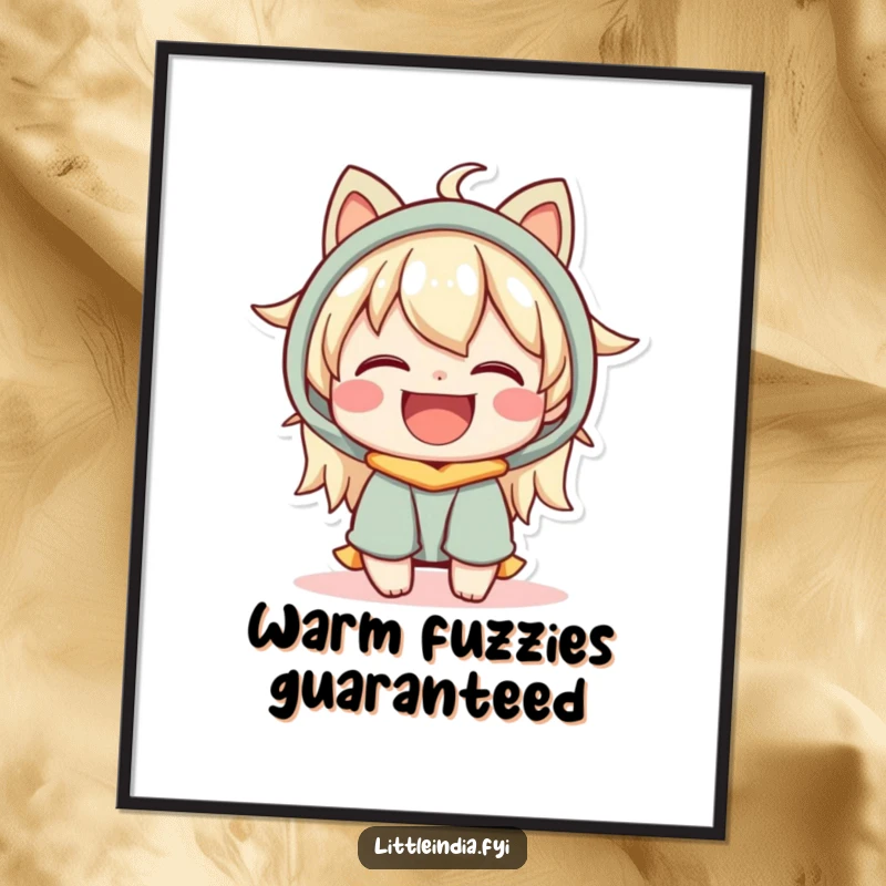 Funny Free Printable Wall Art: A happy character with a warm, inviting expression shares a moment of pure joy.