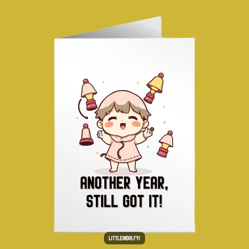 Free Printable Funny Birthday Card: Juggling Lamps Character DIY Downloadable Gift