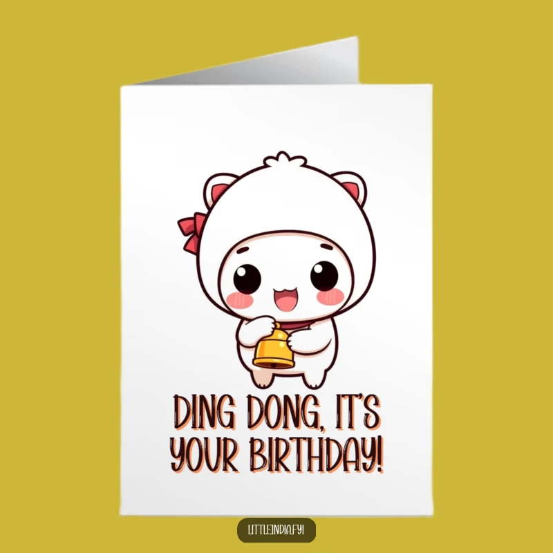 Free Printable Birthday Card: Happy Character Ringing Bell Surprise Downloadable Gift