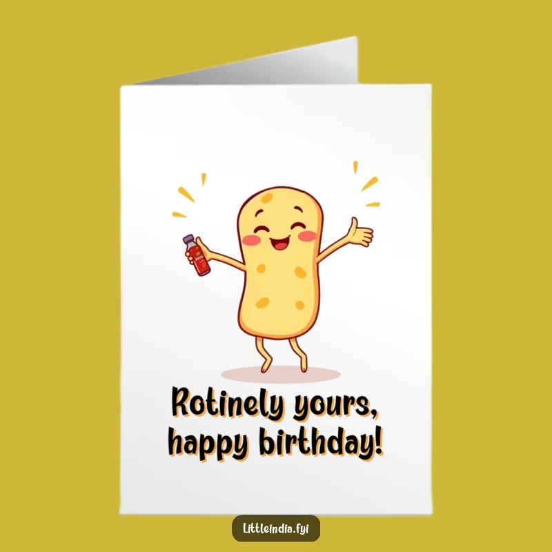 Free Printable Birthday Card: Dancing Roti Canai Juggling Sambal Funny Gift