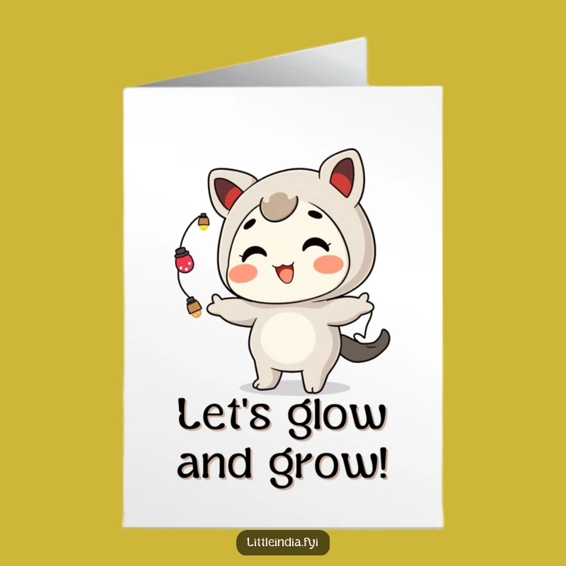 Free Printable Birthday Card: Juggling Lights Funny Downloadable Greeting for a Bright Celebration