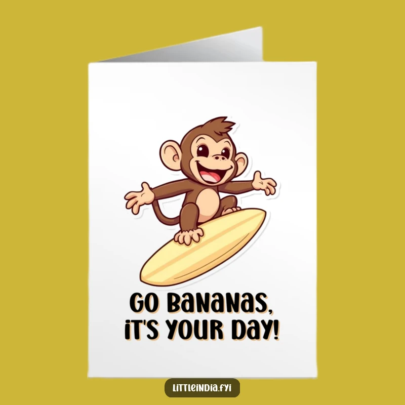 Free Printable Birthday Card: Monkey Roti Surf Funny Downloadable Gift
