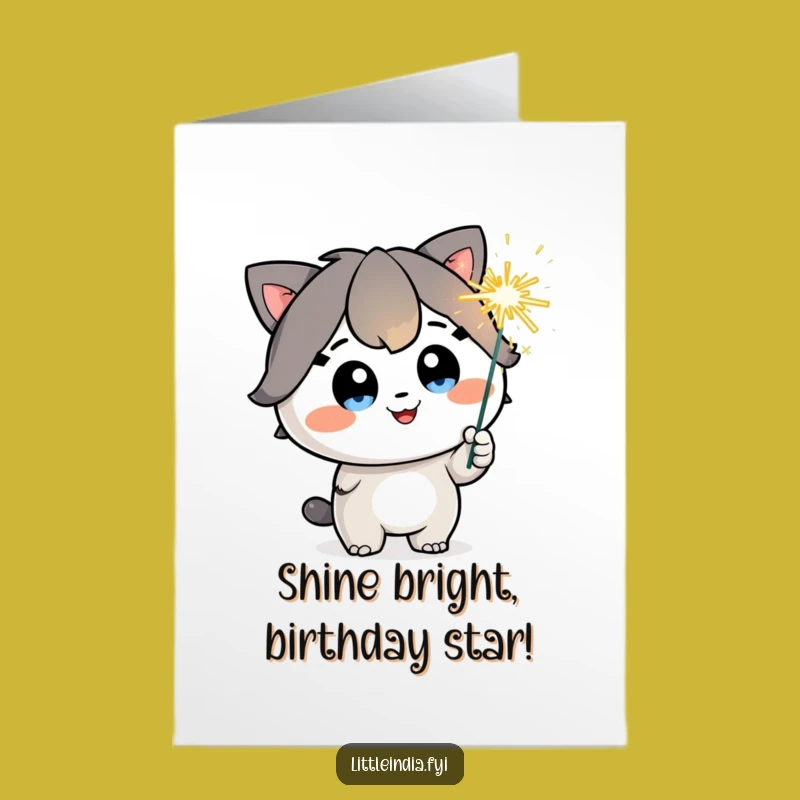 Free Printable Birthday Card: Sparkling Sparkler Character Joyful Downloadable Gift