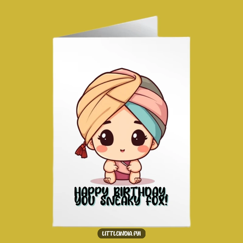 Free Printable Birthday Card: Sneaky Turban Character Surprise Gift