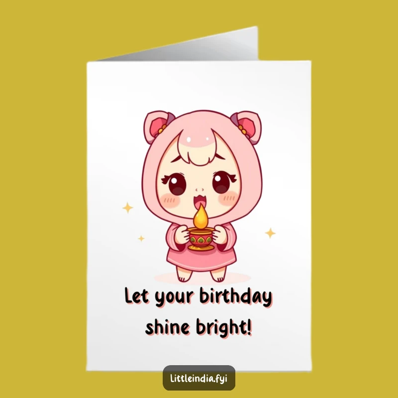 Free Printable Birthday Card: Excited Diya Holder, Festive Glow Funny Downloadable Gift