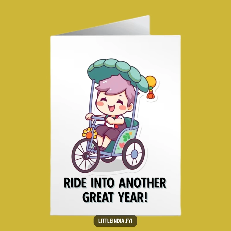 Free Printable Birthday Card: Funny Rickshaw Rider Downloadable Gift!